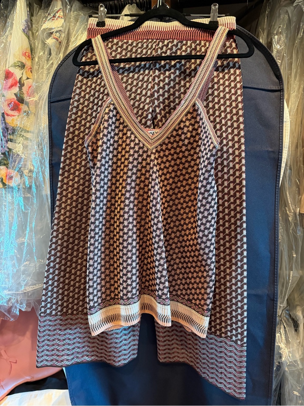 Zara V-Neck Knit Top & Wide Leg Cropped Pant Set Small